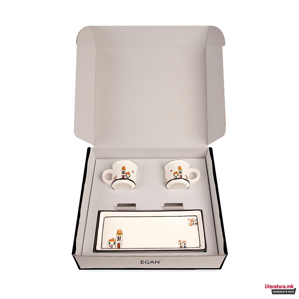 Сет од 2 шолјички и послужавник, Le Casette 