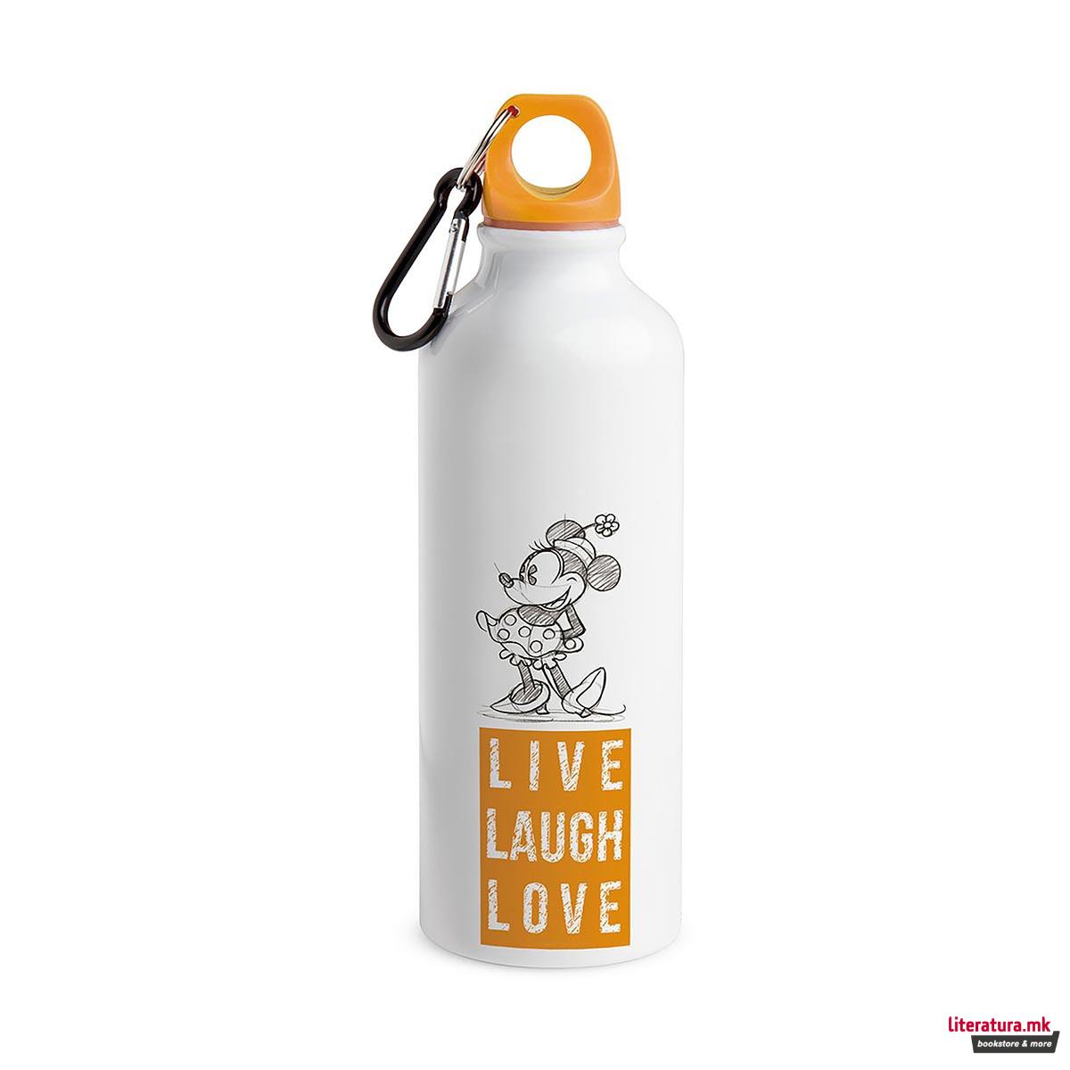 Алуминиумско шише, Disney, Minnie - Live Laugh Love, портокалово, 500ml