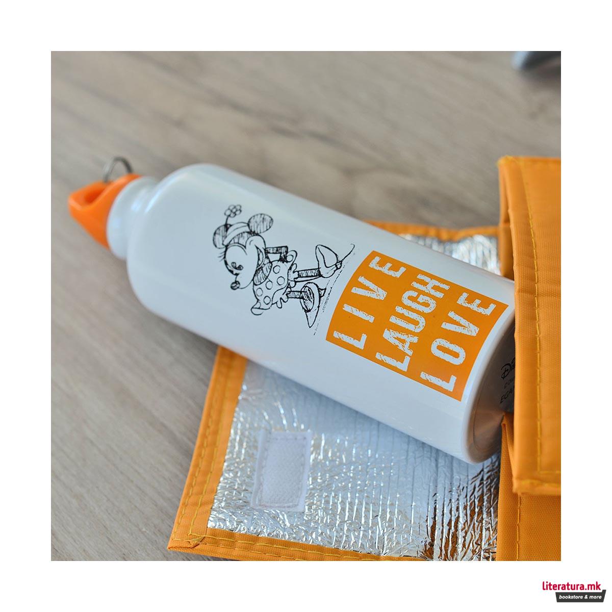 Алуминиумско шише, Disney, Minnie - Live Laugh Love, портокалово, 500ml