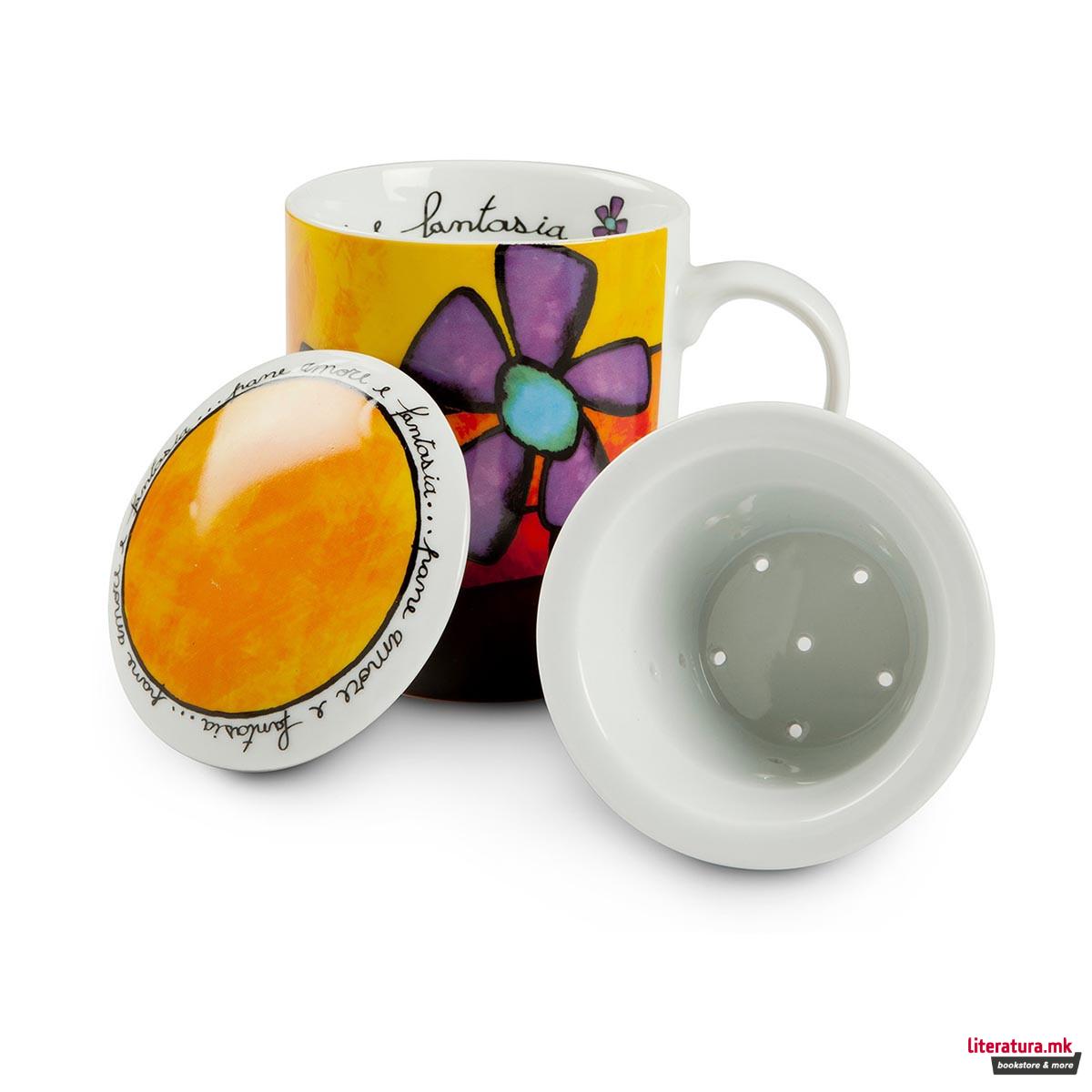 Шолја со капаче, Pane Amore Fantasia, црвена 