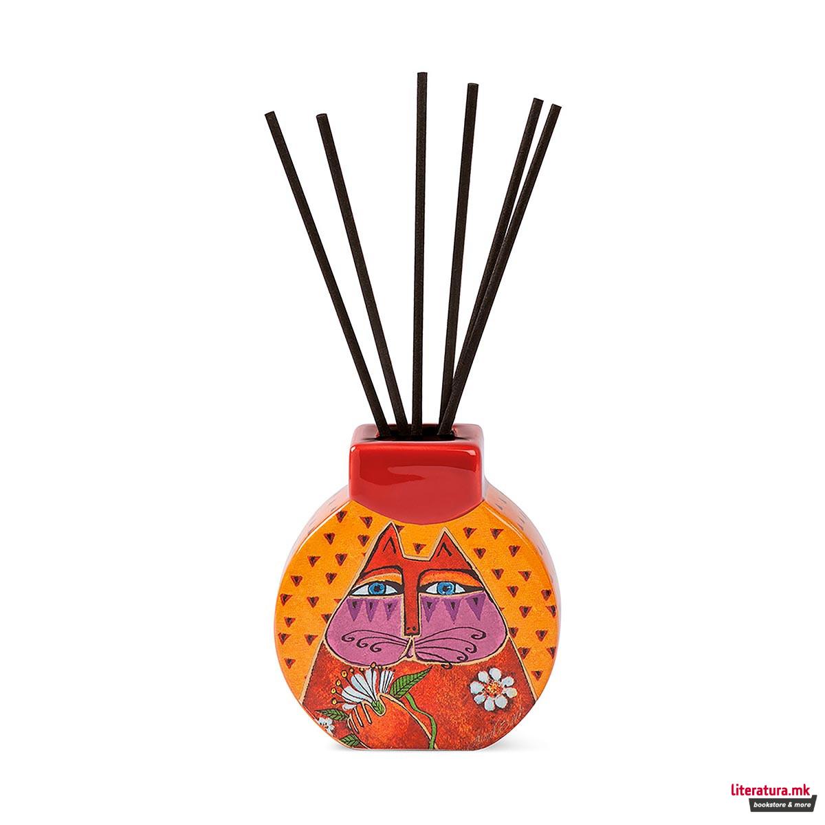 Дифузер со стапчиња, Laurel Burch - Fantastic Felines, портокалов 