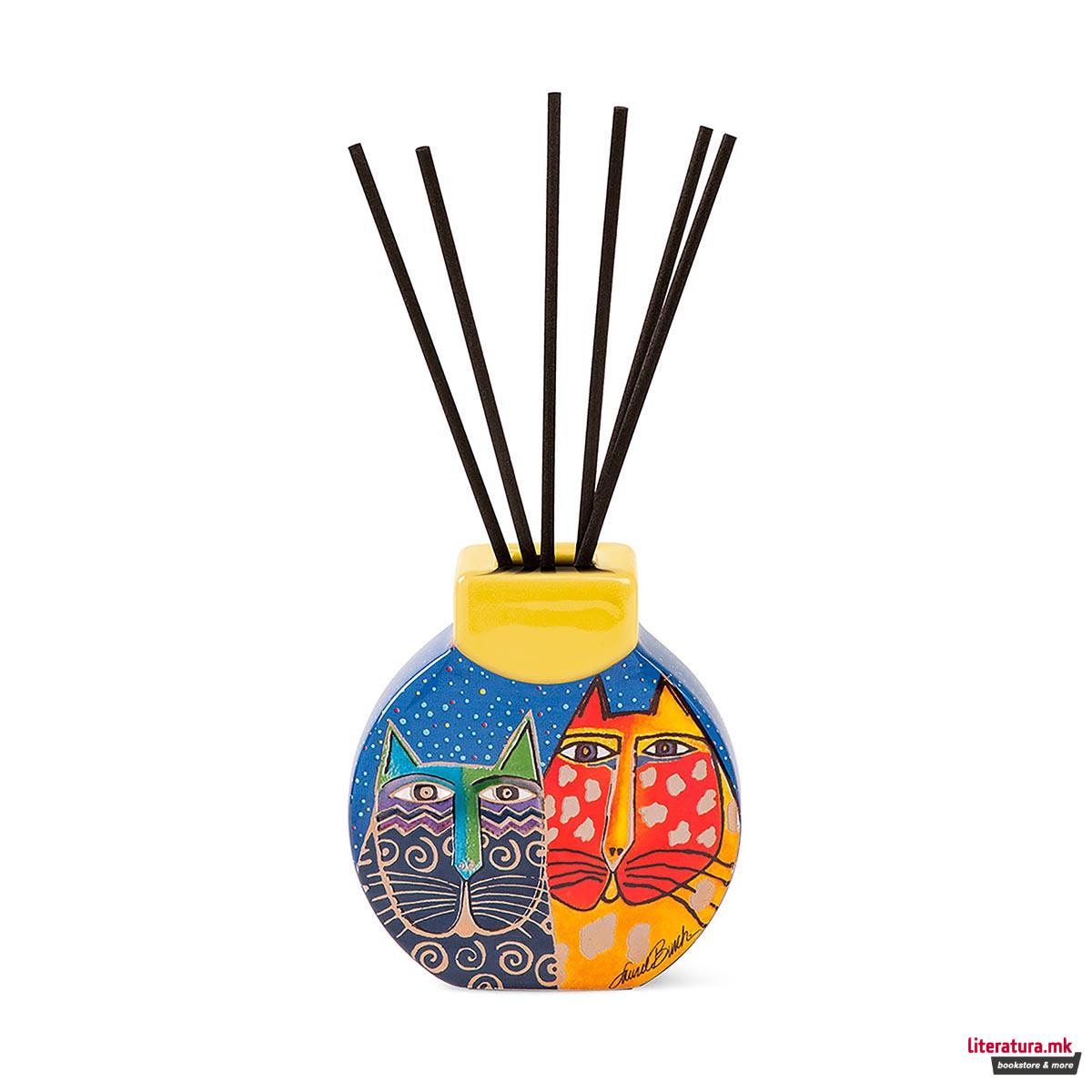 Дифузер со стапчиња, Laurel Burch - Fantastic Felines, син 