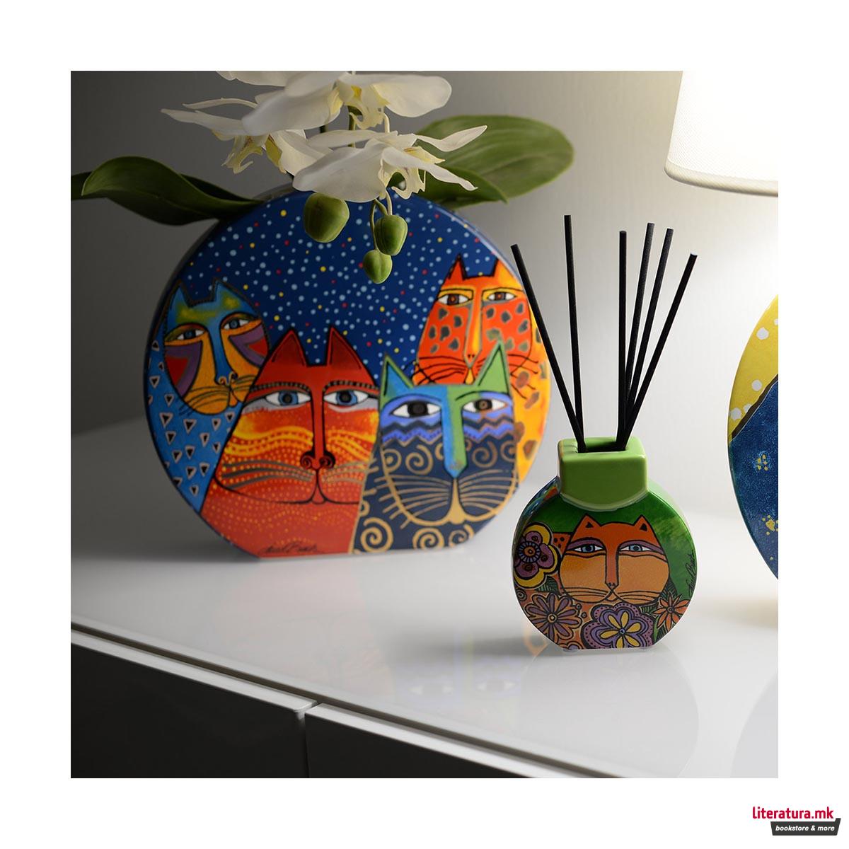 Дифузер со стапчиња, Laurel Burch - Fantastic Felines, зелен 