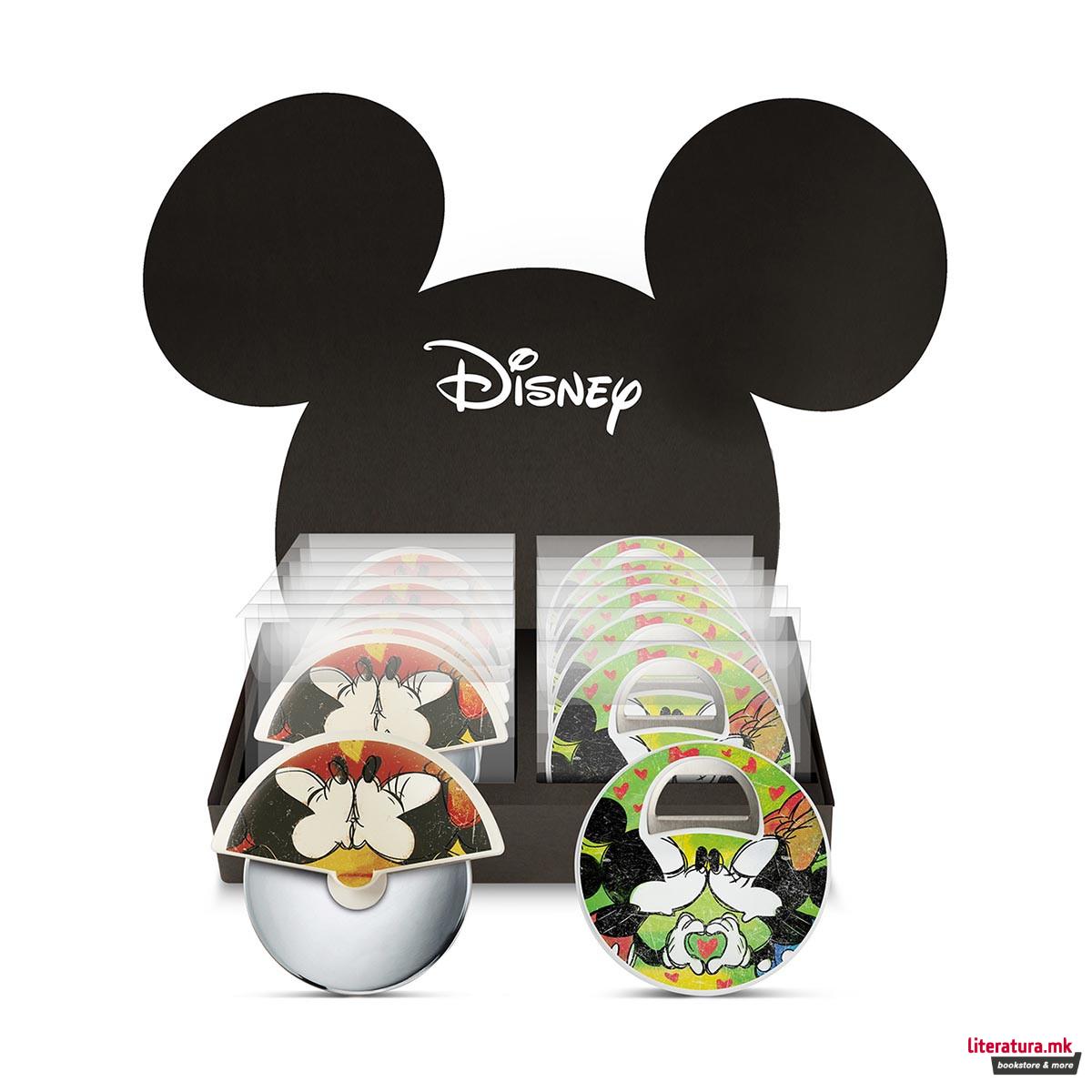 Сет - 6 отворачи за шишиња и 6 ножеви за пица, Disney - Mickey Mouse Love