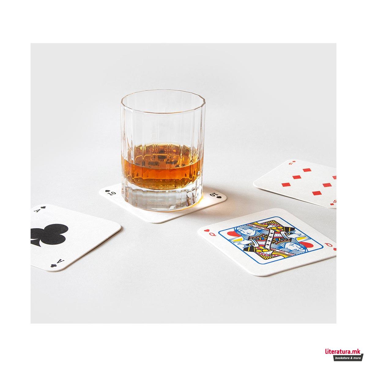 Сет подметачи за чаши, Playing Card Drink Mats, 54 карти 