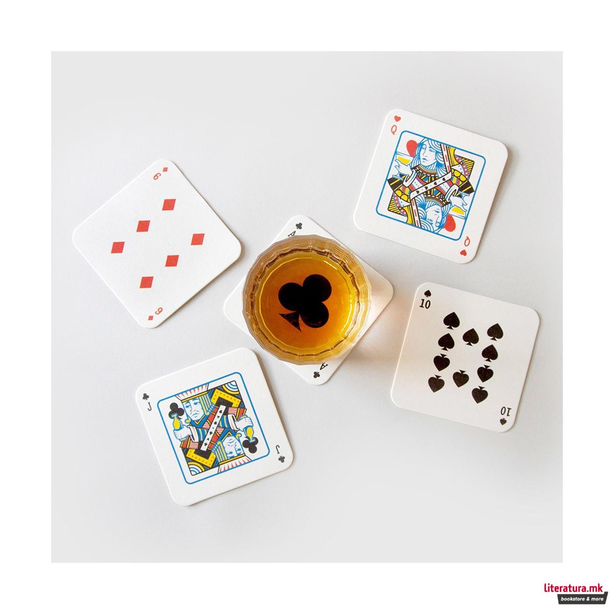 Сет подметачи за чаши, Playing Card Drink Mats, 54 карти 