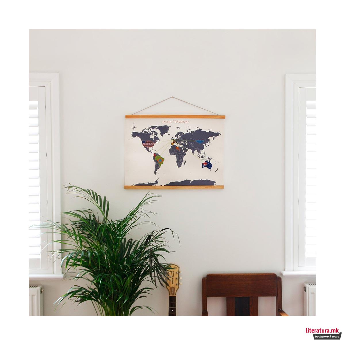 Везена мапа на светот, Cross Stitch Map, мала 