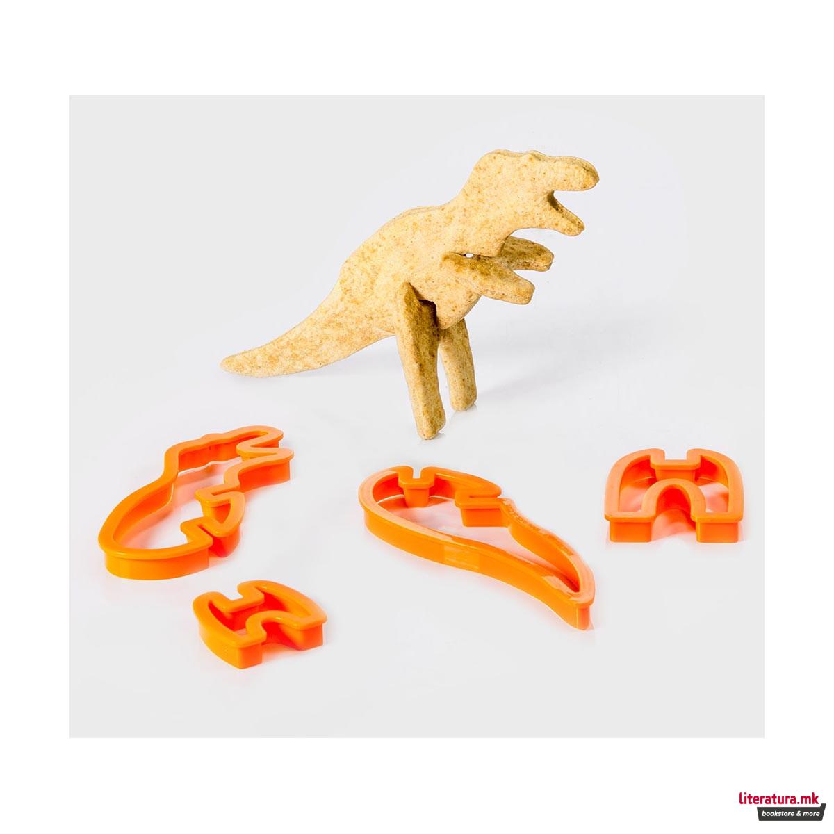 Сет од 4 модли за колачиња, Dino Cookie Cutters, 4 дизајни 