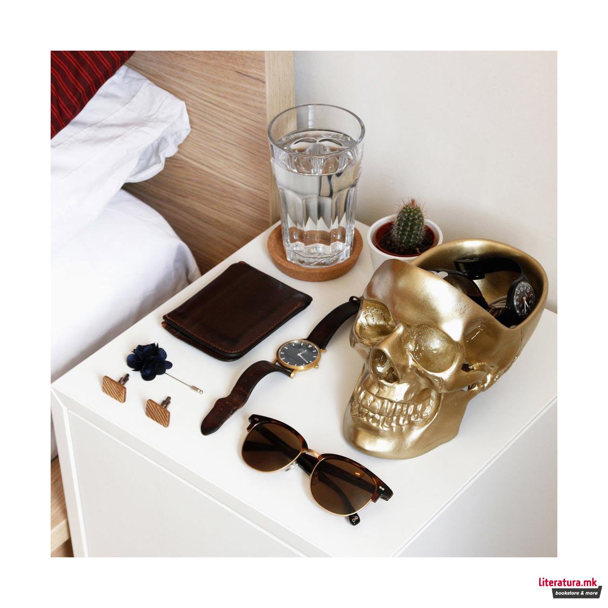 Организер за биро, Skull Tidy, златен 