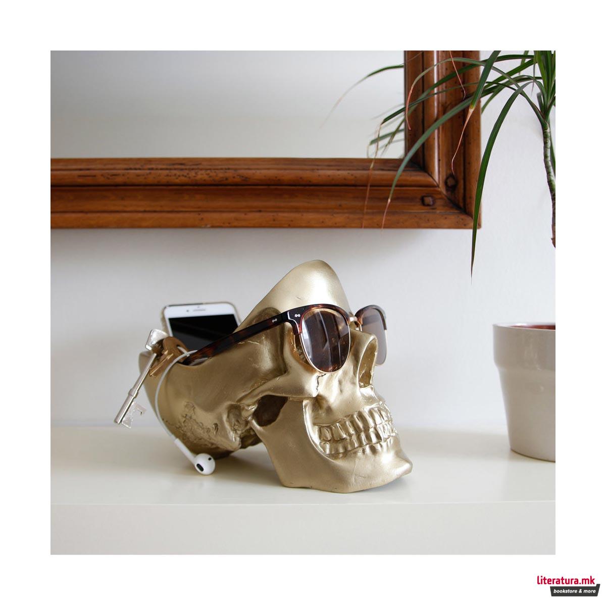 Организер за биро, Skull Tidy, златен 