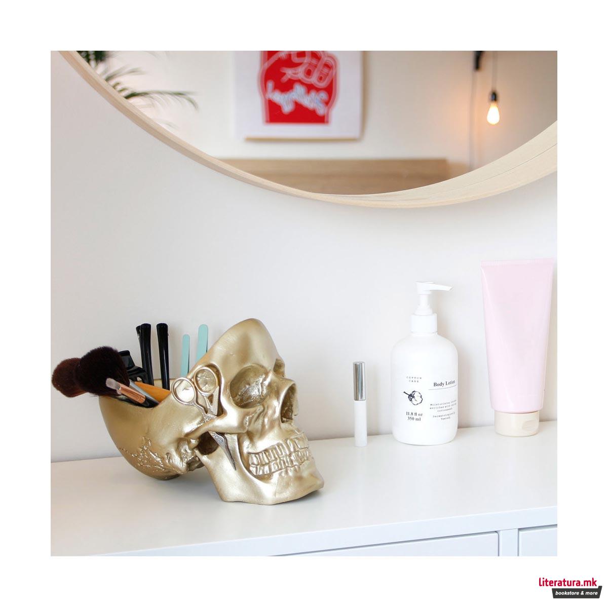 Организер за биро, Skull Tidy, златен 