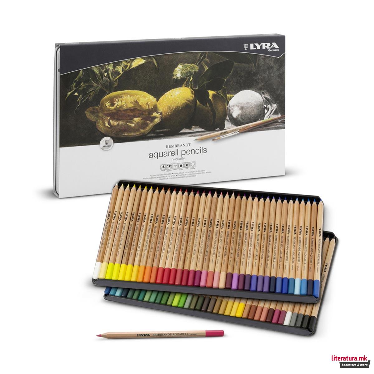 Сет акварелни моливи во боја во метална кутија, Lyra, Rembrandt - Aquarell Pencils, 1/12 