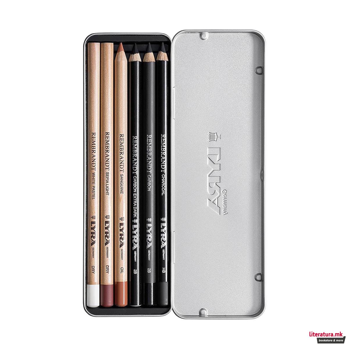 Сет моливи за скицирање во метална кутија, Lyra, Rembrandt - Sketching Set, 1/12 