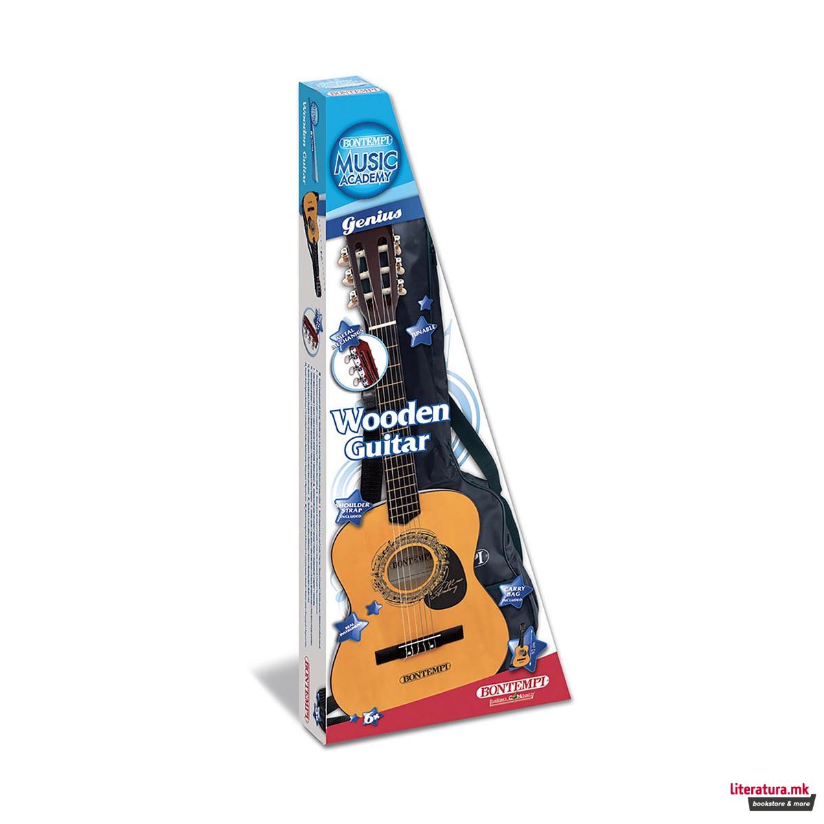 Дрвена гитара со ремен, iMusic, Wooden Guitar, 92 цм 