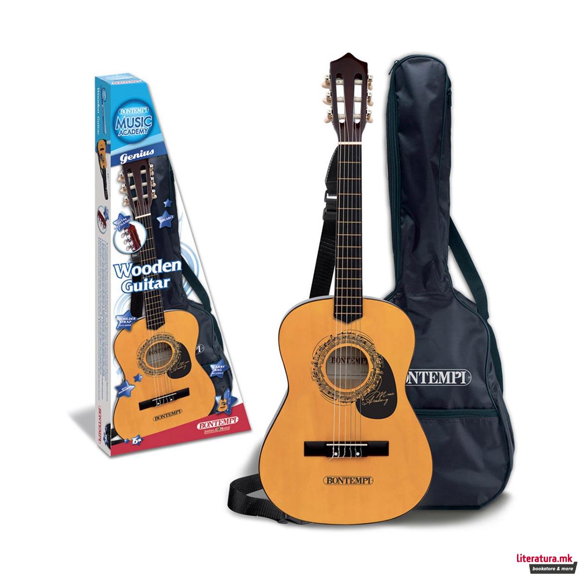 Дрвена гитара со ремен, iMusic, Wooden Guitar, 92 цм 