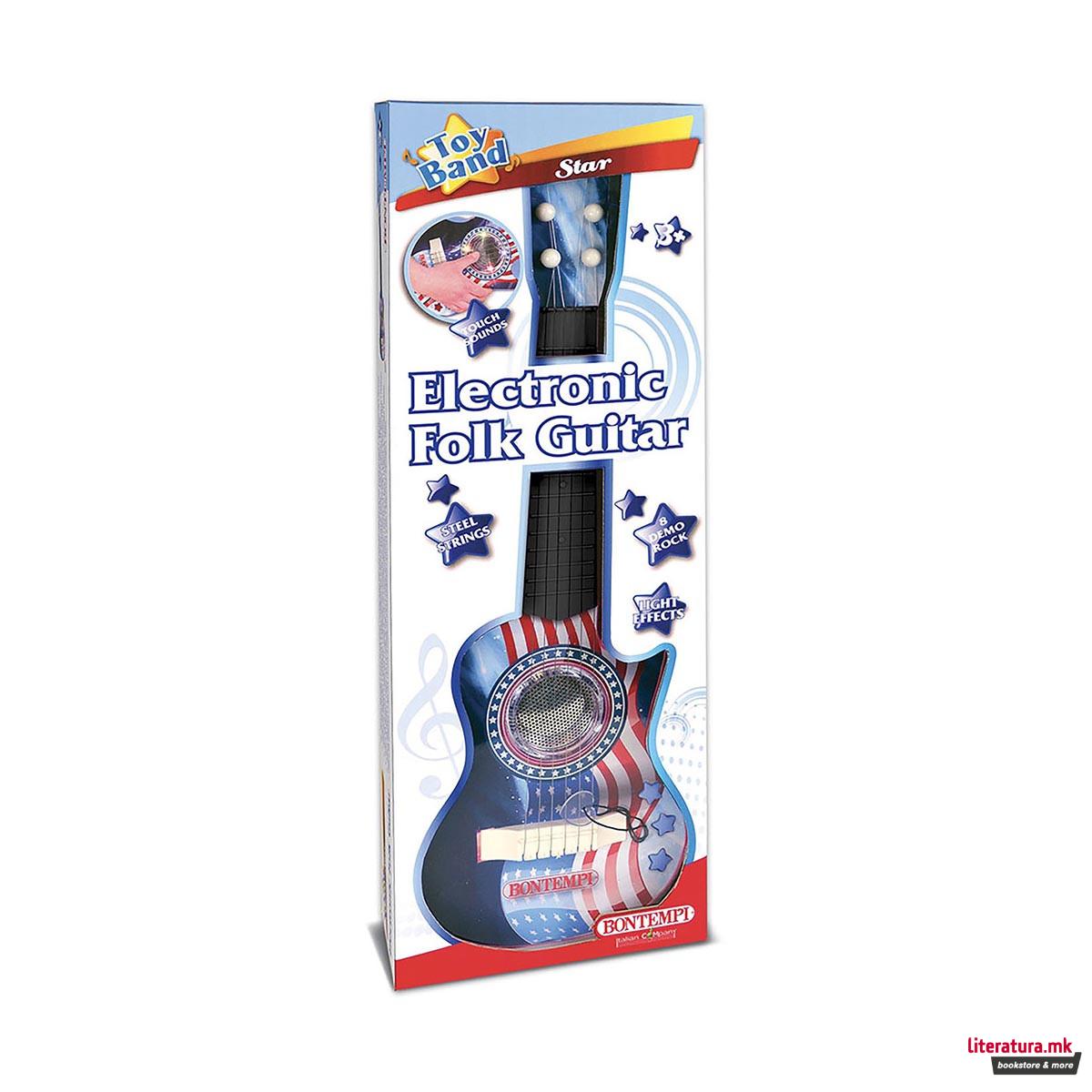 Електронска фолк гитара со светлечки ефекти, Electronic Folk Guitar, 54 цм 