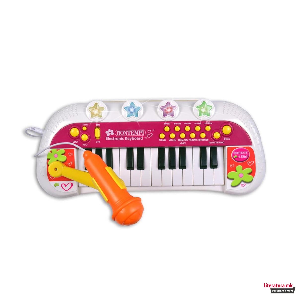 Електронска клавијатура со столче и микрофон, iGirl, Electronic Keyboard, 24 клавиши 