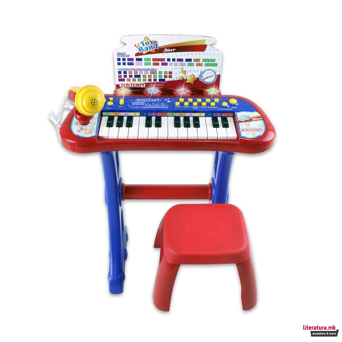 Електронска клавијатура со столче и микрофон, iPlay, Electronic Keyboard, 24 клавиши 