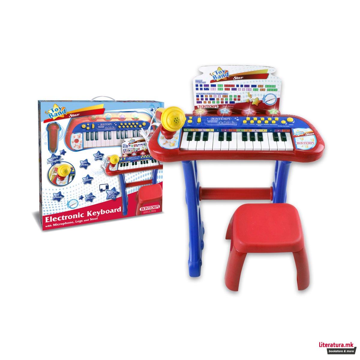 Електронска клавијатура со столче и микрофон, iPlay, Electronic Keyboard, 24 клавиши 