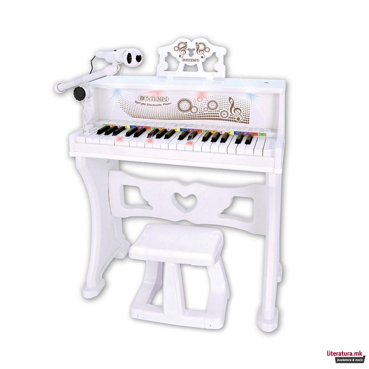 Електронско пијано со столче и микрофон, Toy Band, Upright Electronic Piano, 37 клавиши 