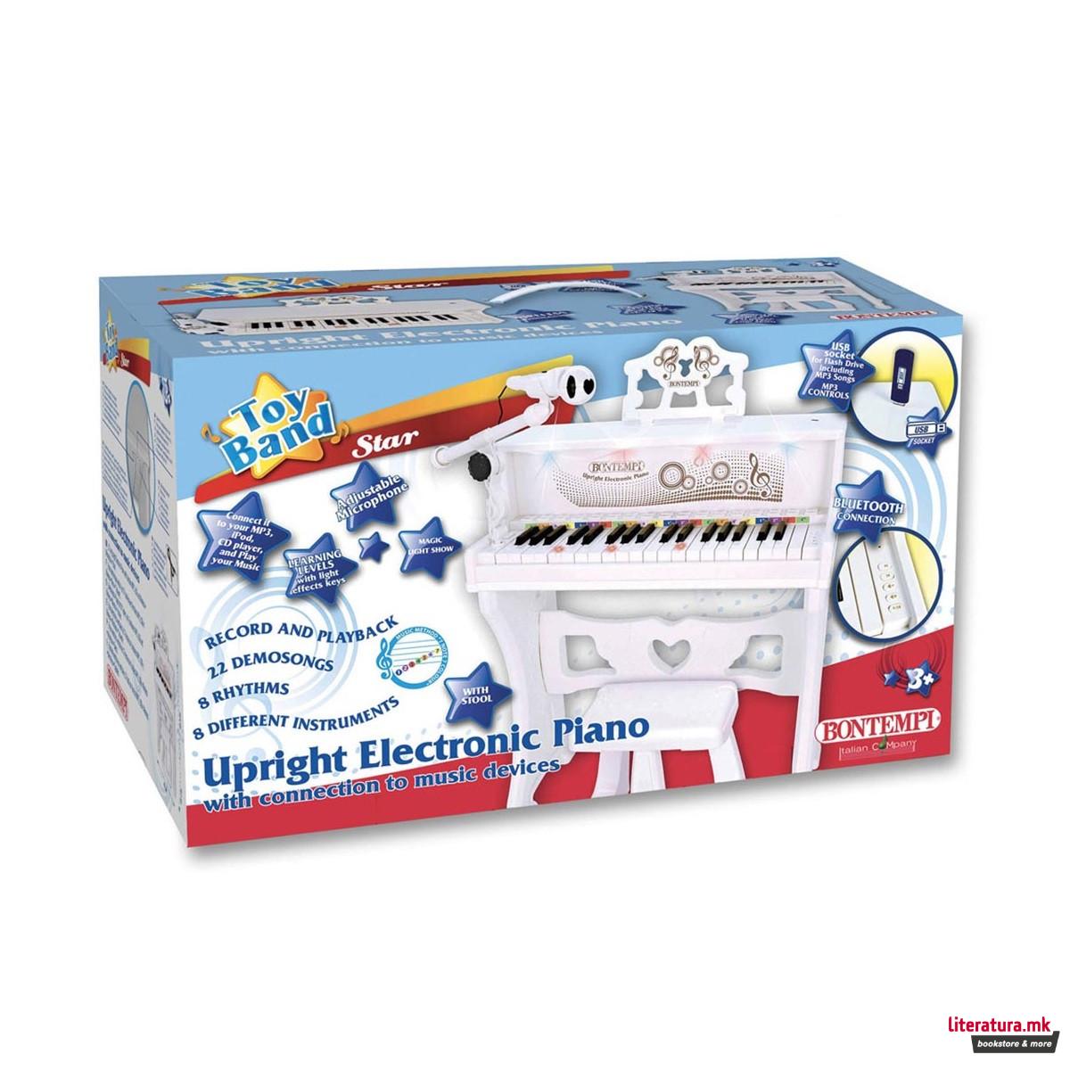 Електронско пијано со столче и микрофон, Toy Band, Upright Electronic Piano, 37 клавиши 