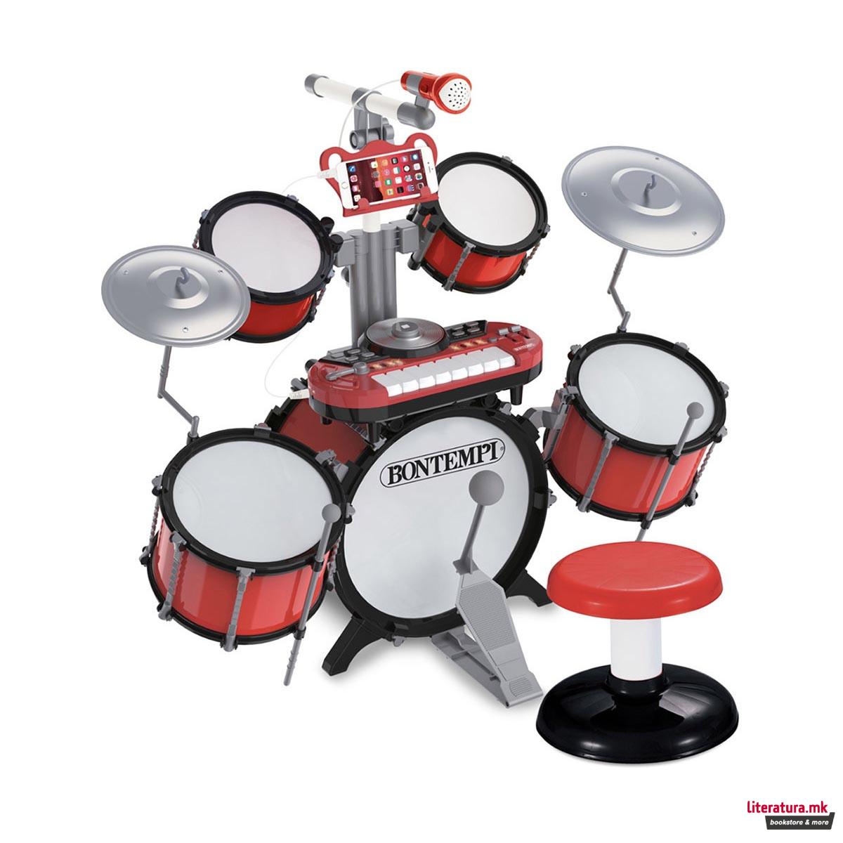 Дигитален сет тапани со столче и микрофон, Toy Band, Digital Drum Set, 7 елементи 