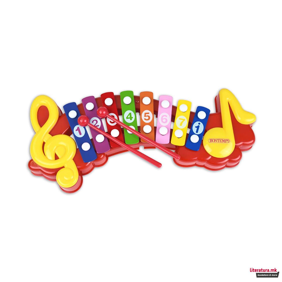 Ксилофон со 2 стапчиња, Toy Band, Xylophone, 8 tonovi