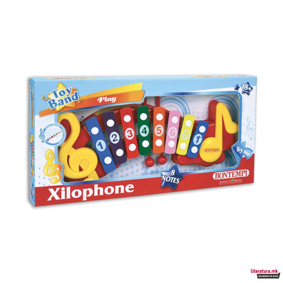 Ксилофон со 2 стапчиња, Toy Band, Xylophone, 8 tonovi