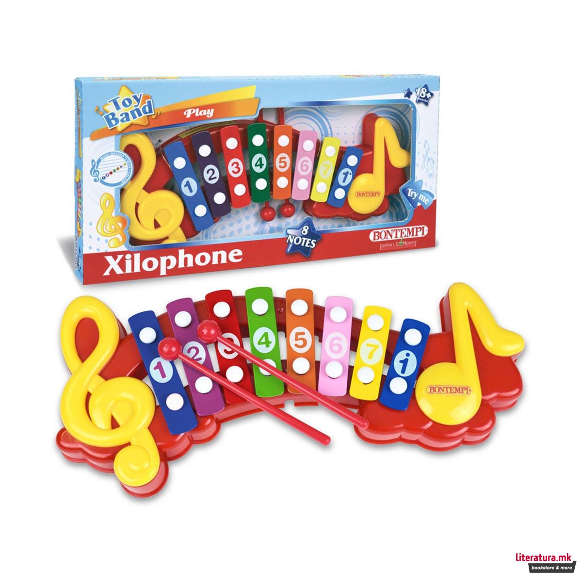 Ксилофон со 2 стапчиња, Toy Band, Xylophone, 8 tonovi