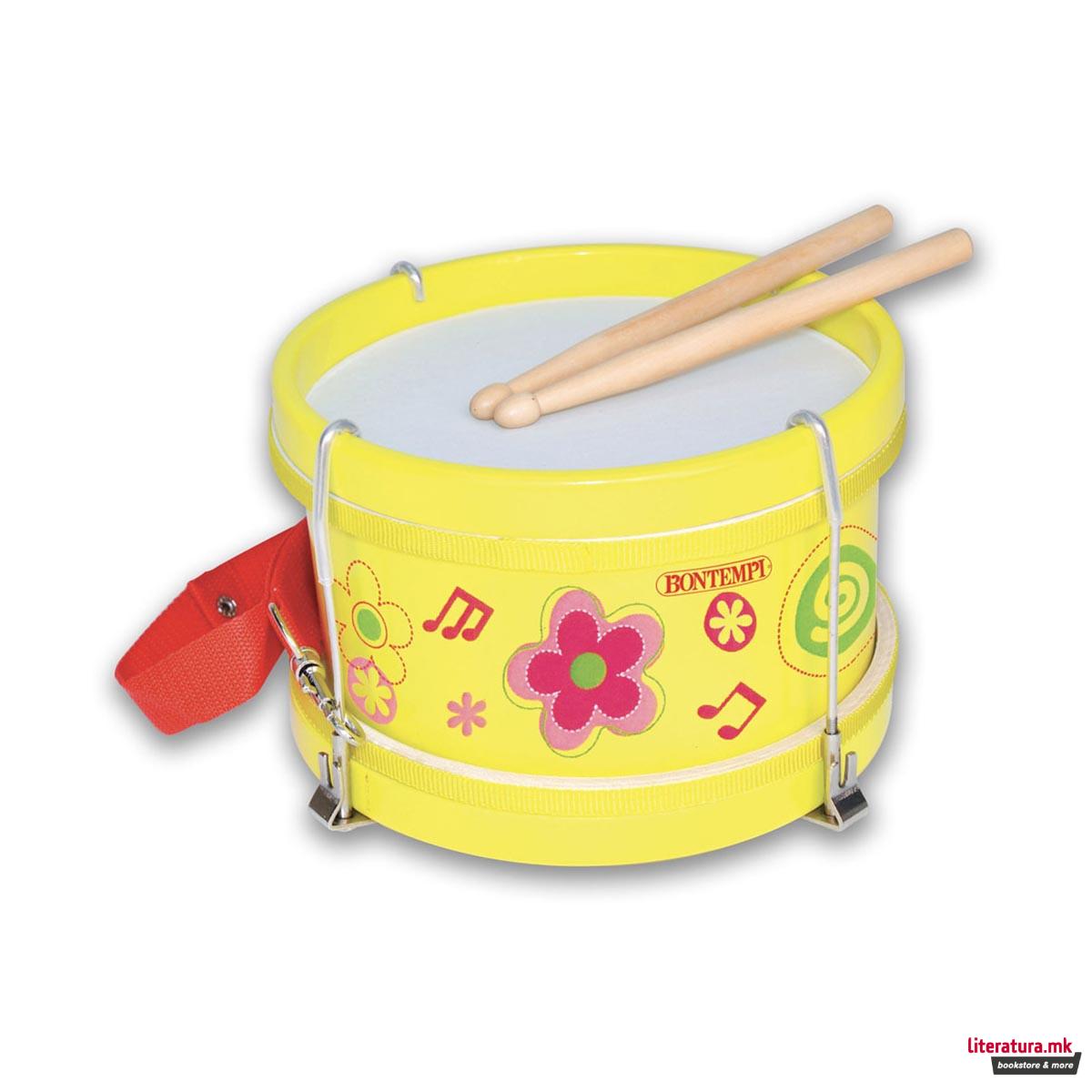 Дрвено тапанче со ремен и стапчиња, Wooden Marching Drum 