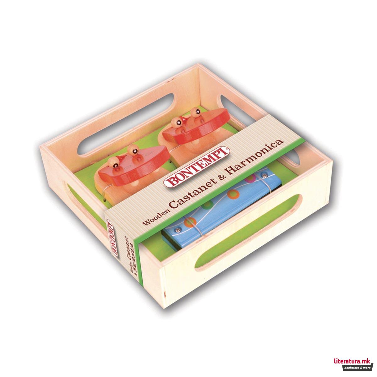 Сет - дрвени кастанети и усна хармоника, Wooden Castanets and Harmonica