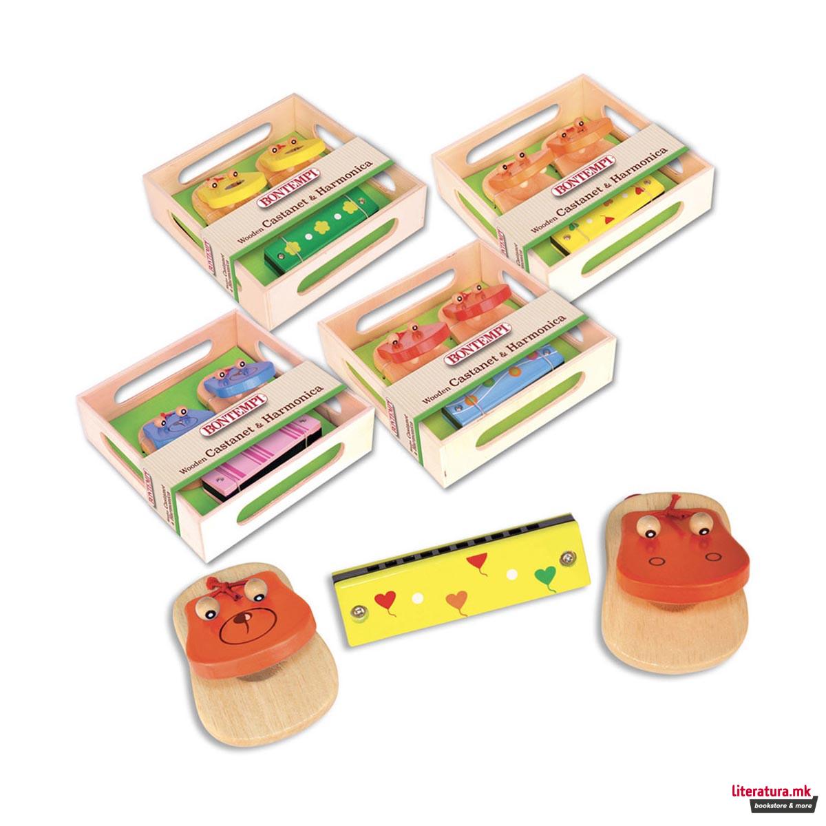 Сет - дрвени кастанети и усна хармоника, Wooden Castanets and Harmonica