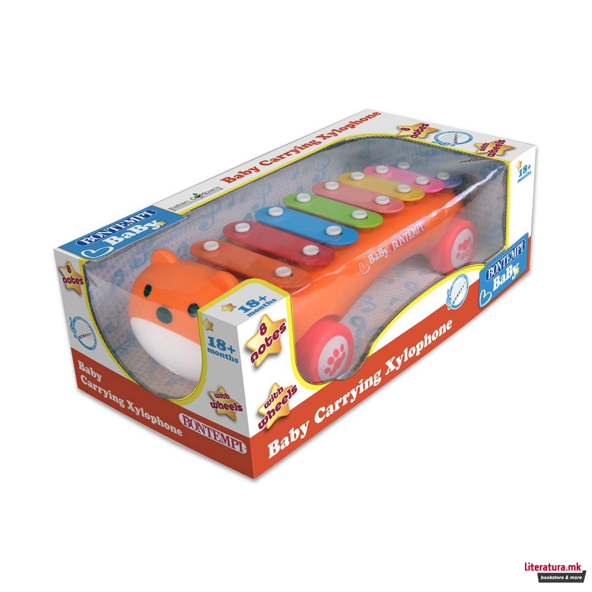 Бебешки ксилофон со тркалца, Baby Carrying Xylophone, 8 ноти 