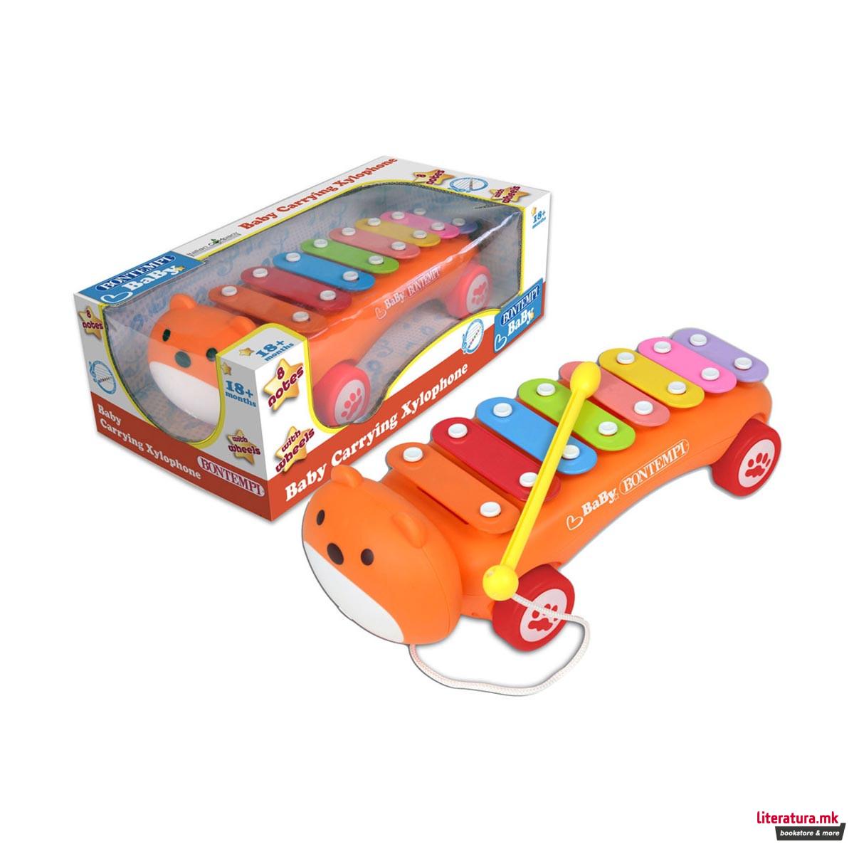 Бебешки ксилофон со тркалца, Baby Carrying Xylophone, 8 ноти 