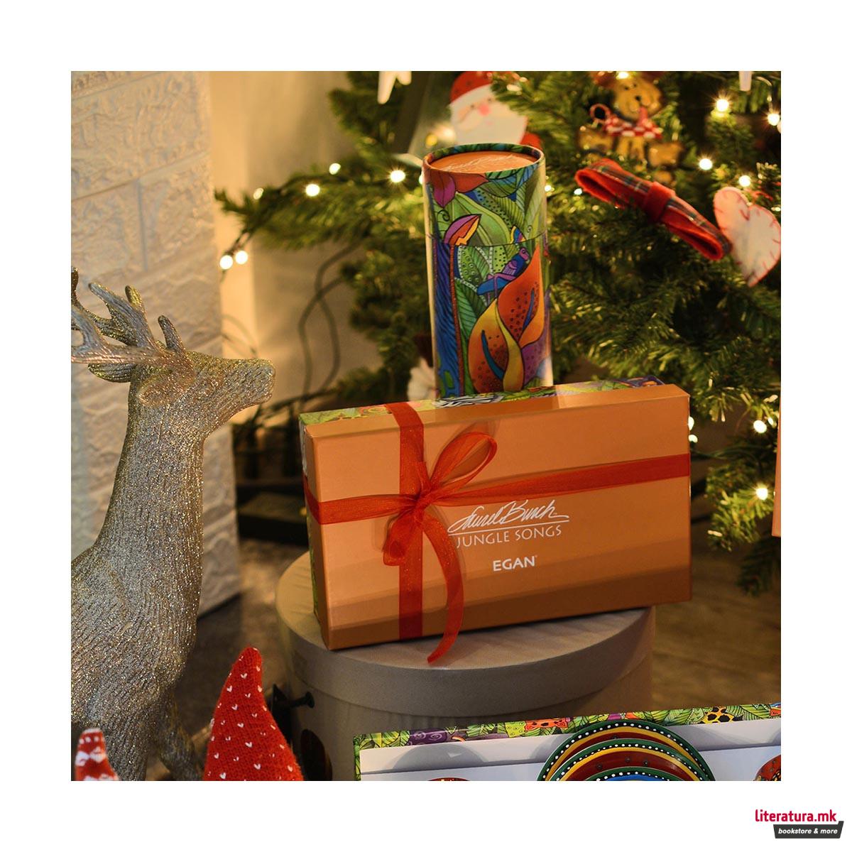 Сет од 2 шолји со тацни, Laurel Burch - Jungle Song, жолти 