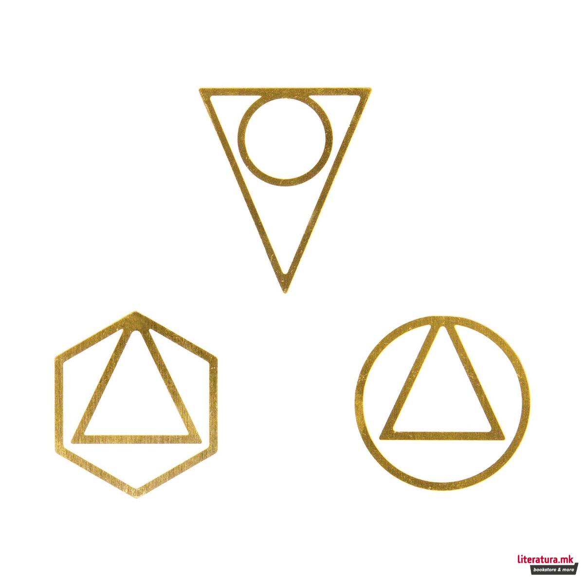 Спојувалки - големи, сет од 3, месинг 