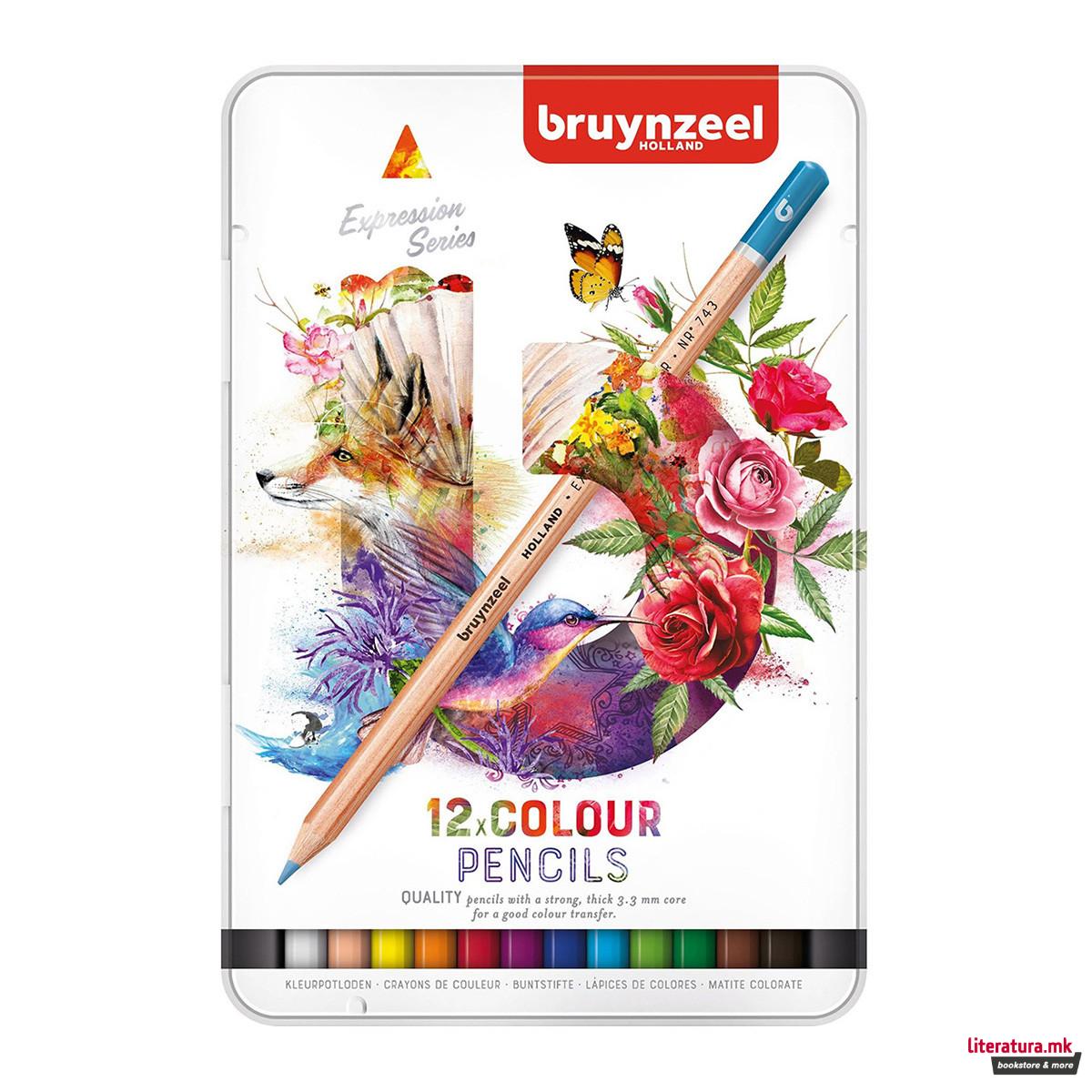 Сет дрвени боици во метална кутија, Bruynzeel, Expression, 12 бои