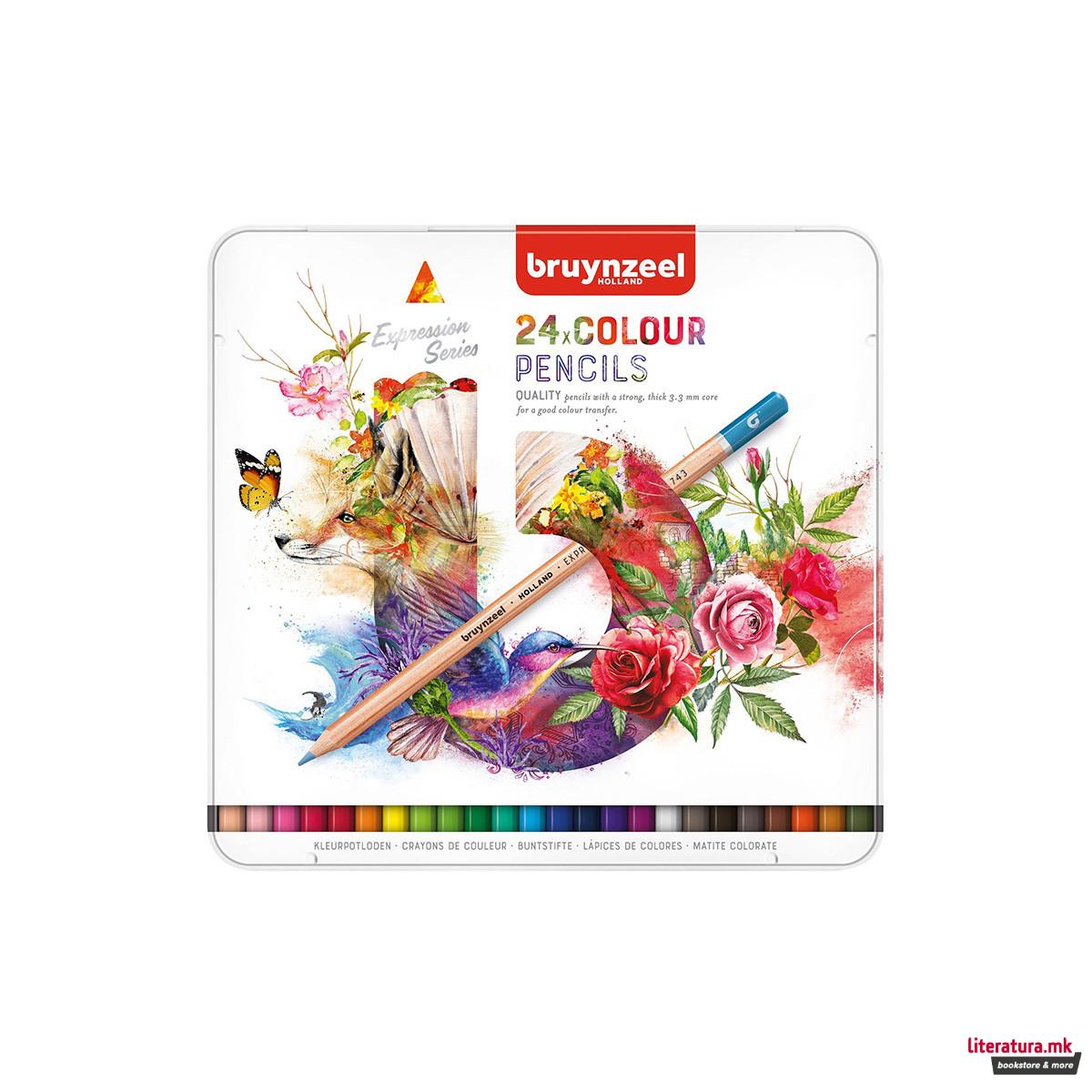 Сет дрвени боици во метална кутија, Bruynzeel, Expression, 24 бои 