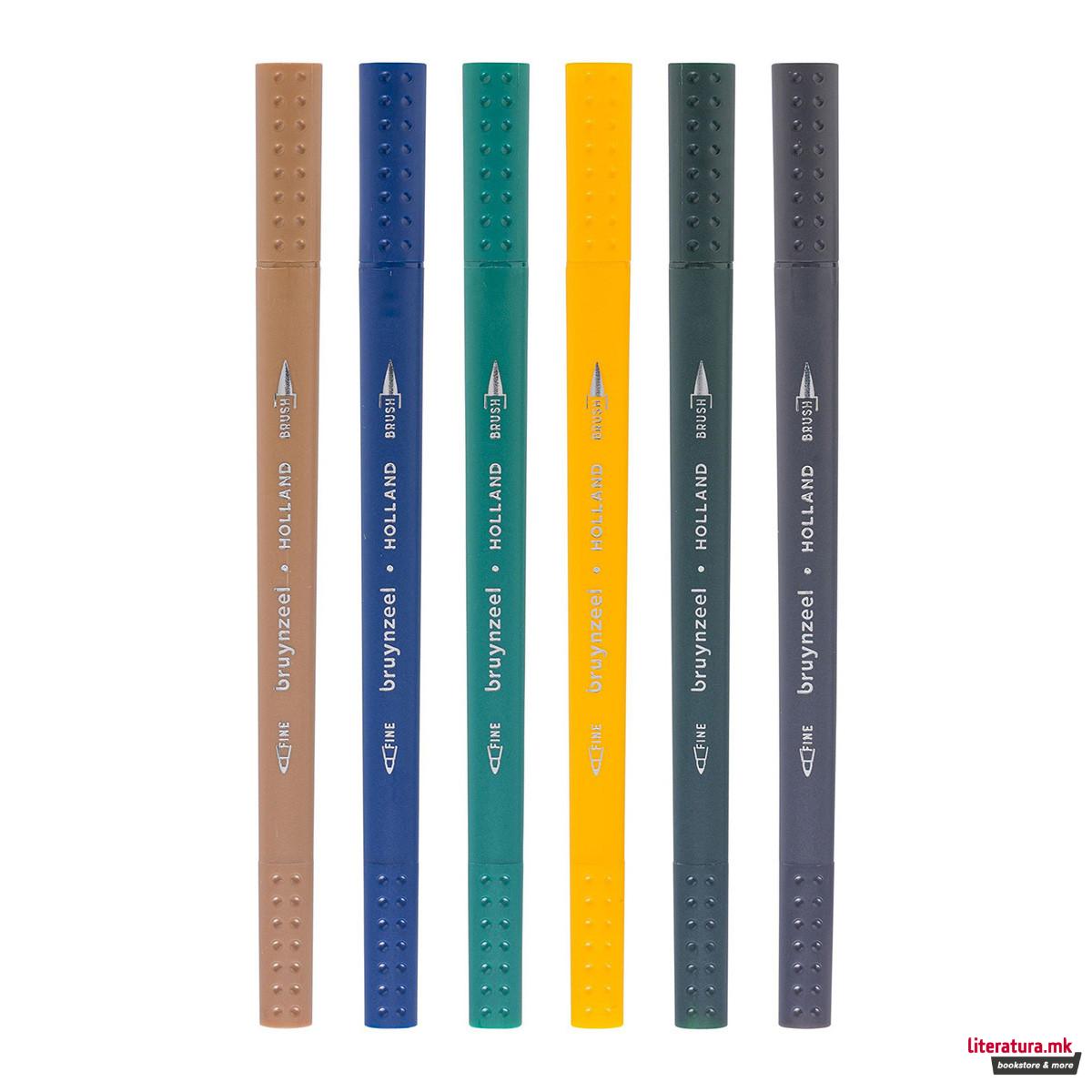 Сет фајнлајнери/брашпенс - двострани, Bruynzeel, New York, 6 бои 