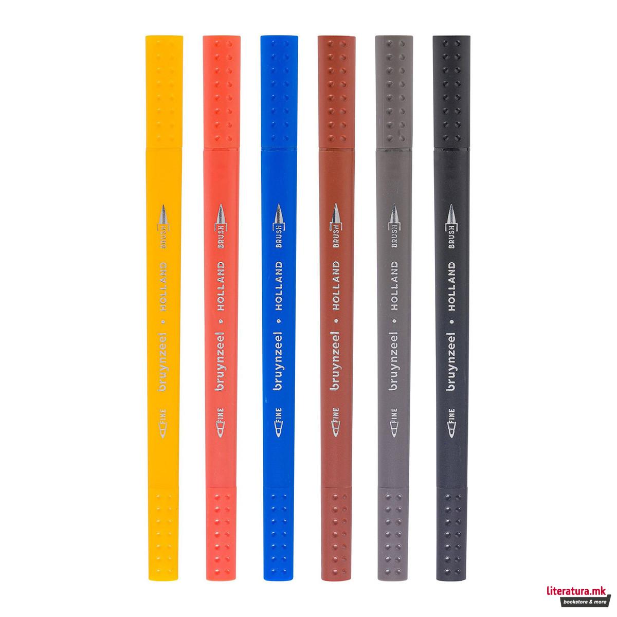 Сет фајнлајнери/брашпенс - двострани, Bruynzeel, Amsterdam, 6 бои 