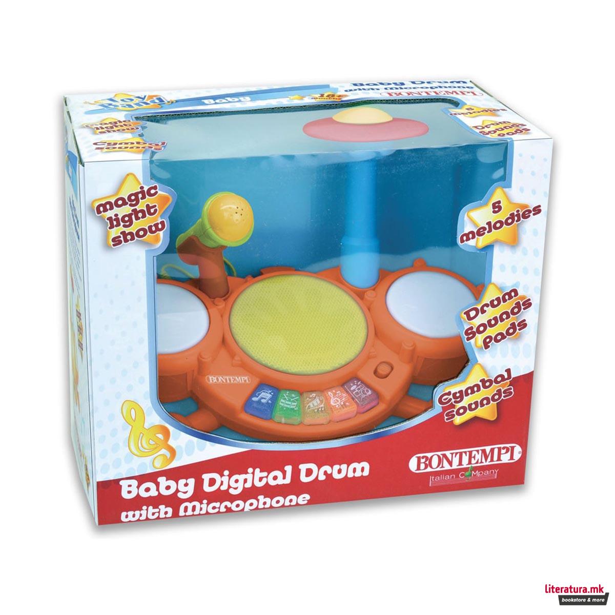 Музичка играчка - дигитални тапани, Toy Band Baby, Baby Digital Drum - со микрофон 