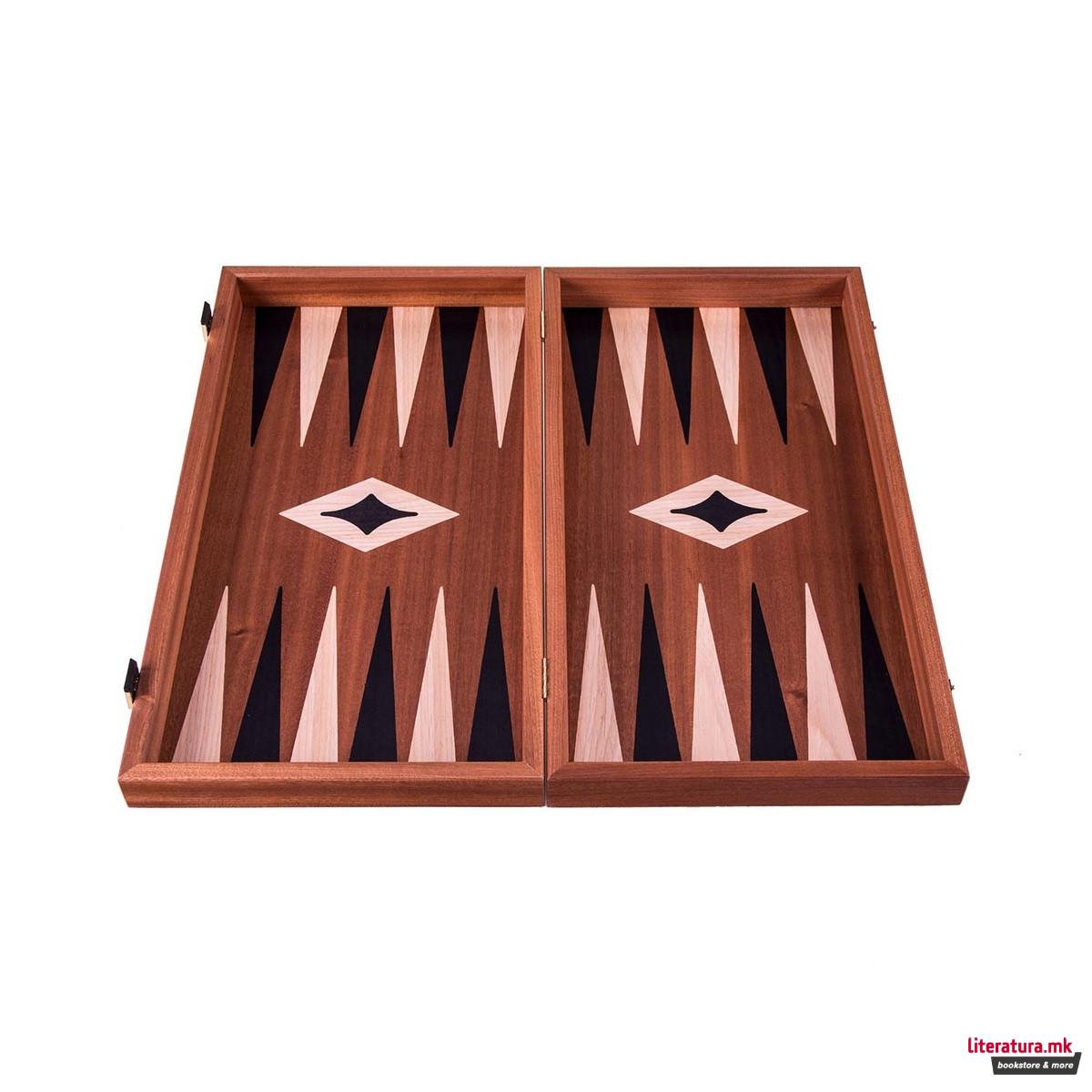 Сет за табла и шах, Handcrafted Mahogany - Elegant Marqetry Design 