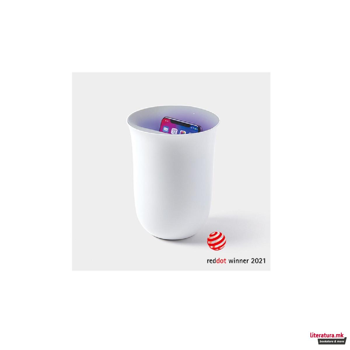 Безжичен полнач за телефон со UV дезинфекција OBLIO, бел