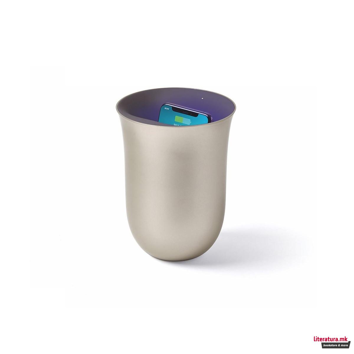 Безжичен полнач за телефон со UV дезинфекција OBLIO, златен 