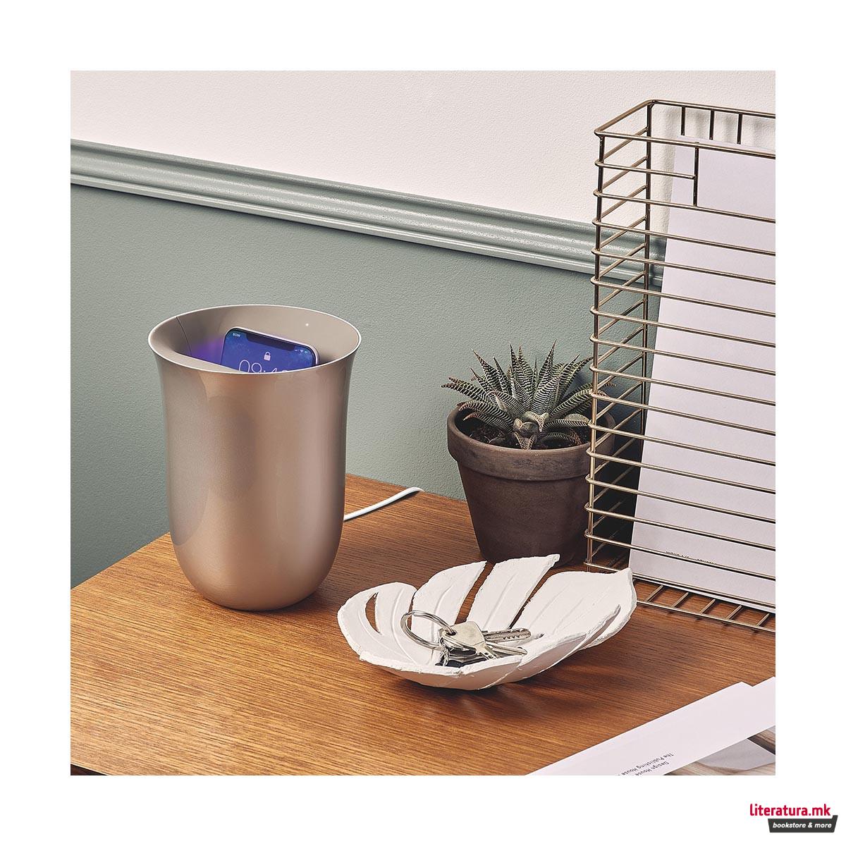 Безжичен полнач за телефон со UV дезинфекција OBLIO, златен 