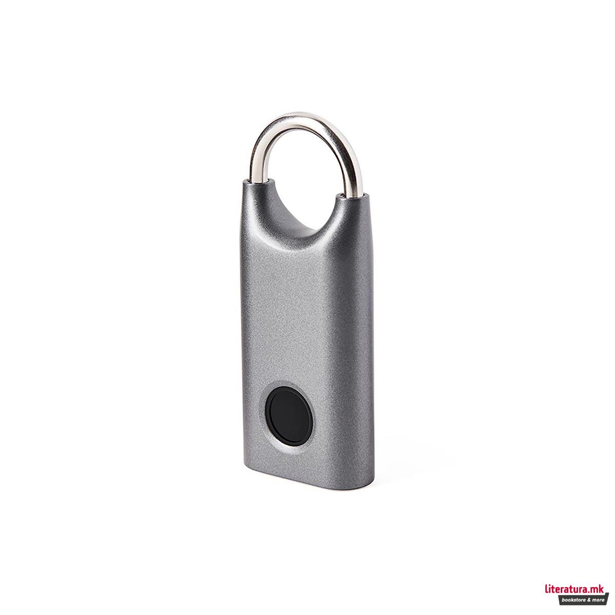 Биометриски катанец, NOMADAY LOCK, металик сив 