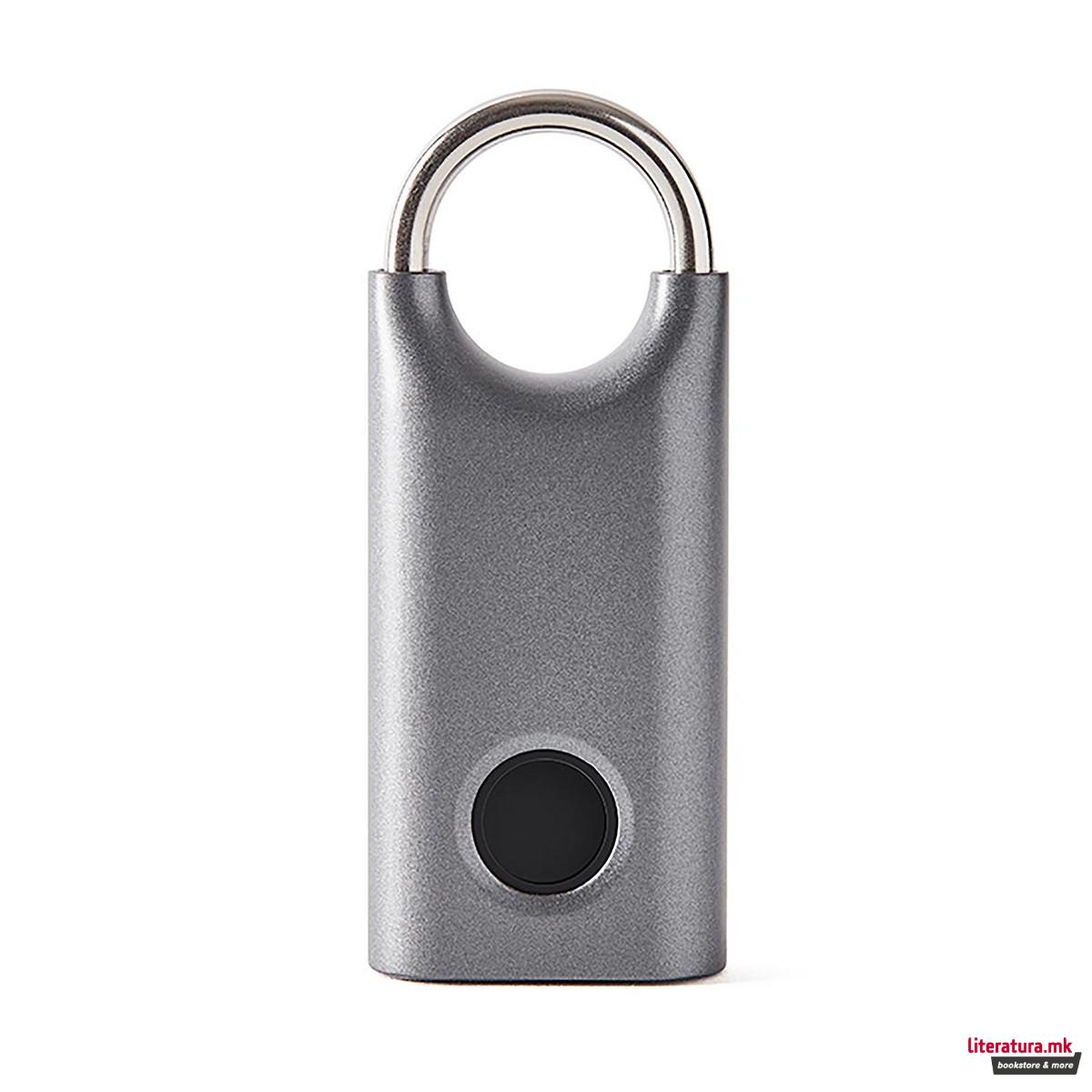 Биометриски катанец, NOMADAY LOCK, металик сив 