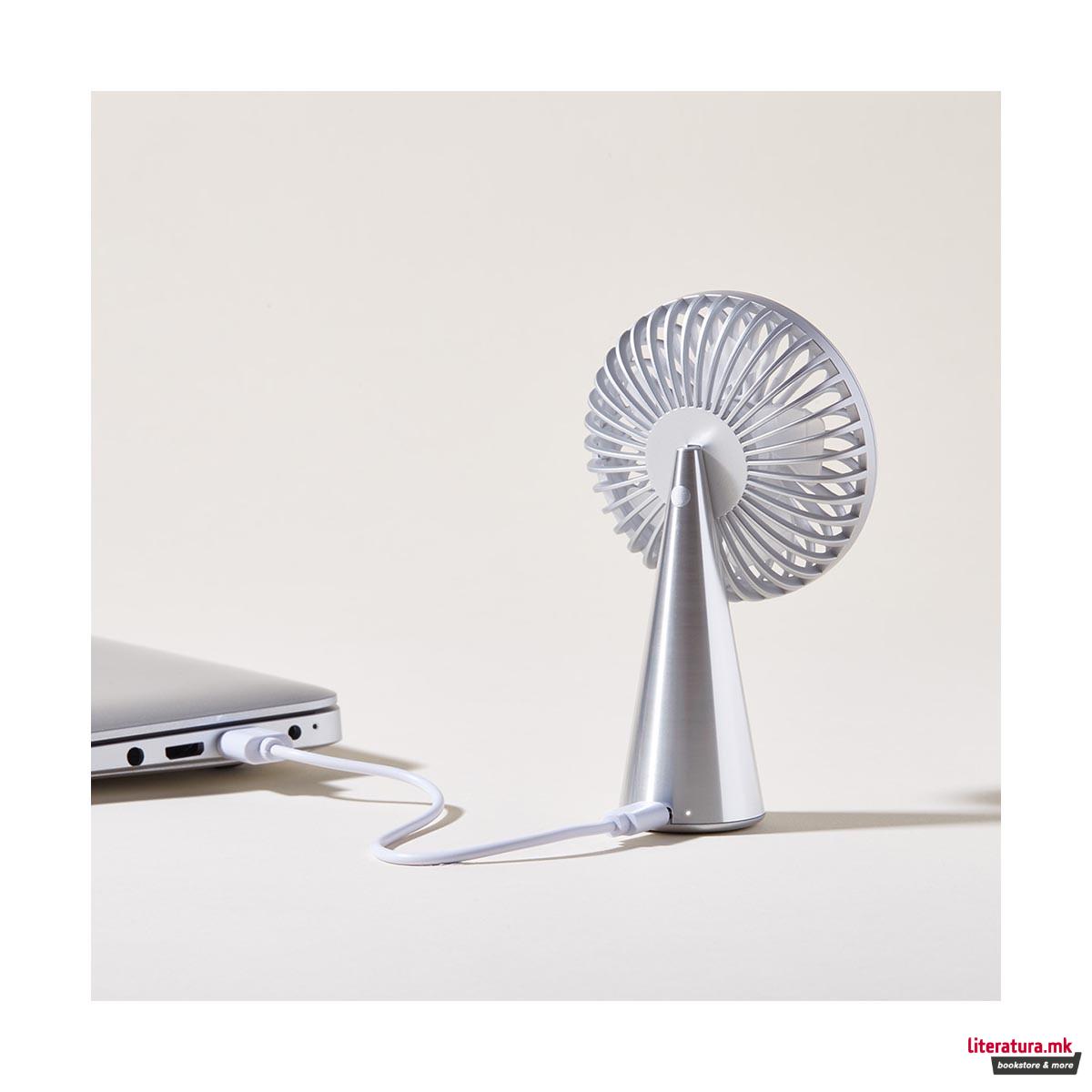 Пренослив мини вентилатор, WINO, алуминиумски сив 