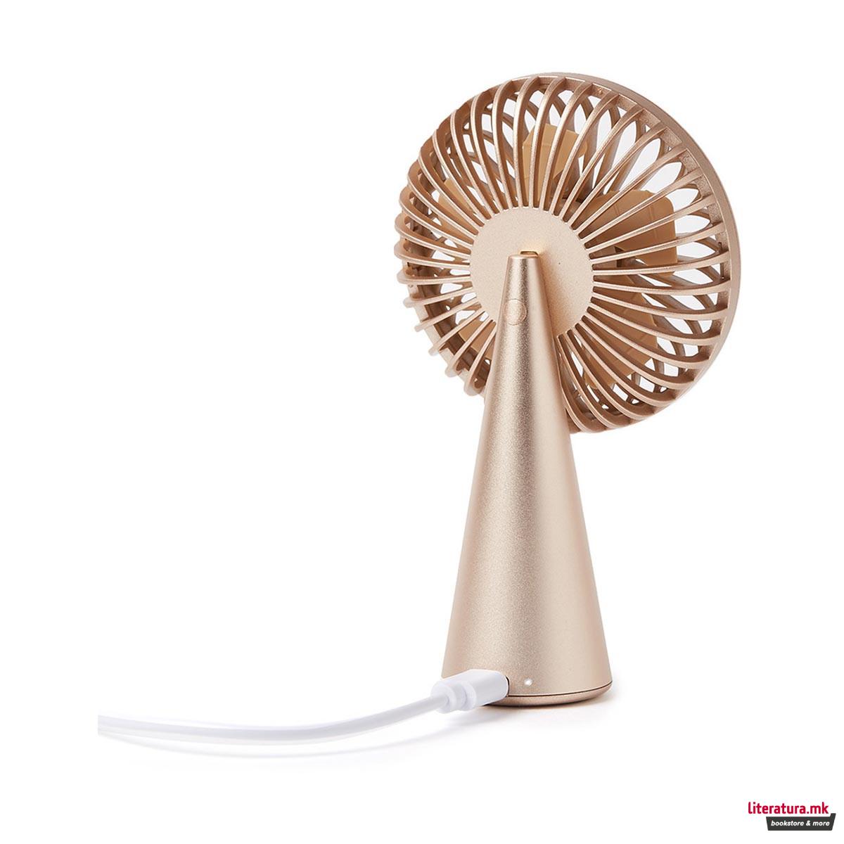 Пренослив мини вентилатор, WINO, златен 