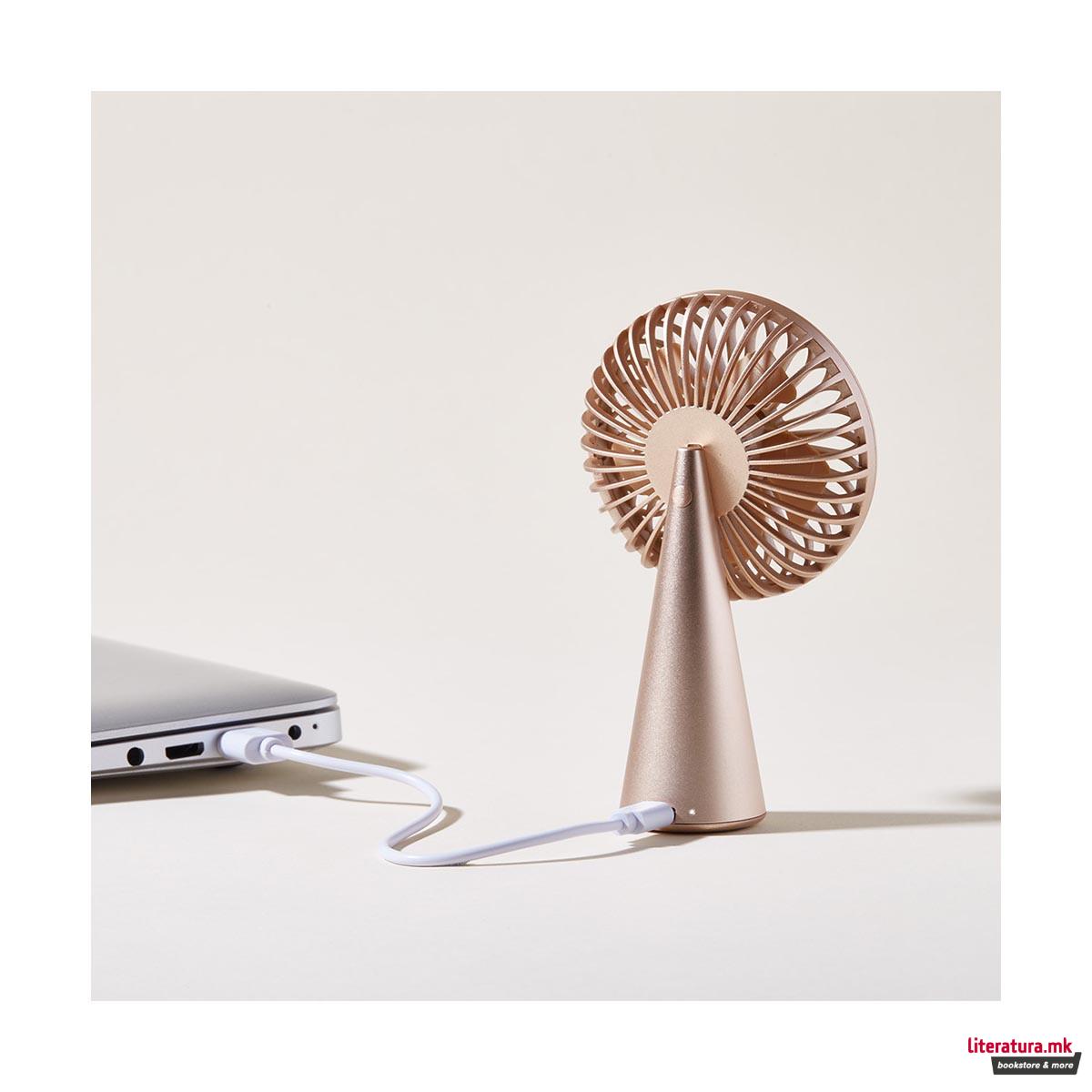 Пренослив мини вентилатор, WINO, златен 